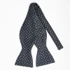 Dark Grey Silk Bowtie To Self-Tie - Small Flower Pattern