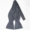 Dark Grey Silk Bowtie To Self-Tie - Small Flower Pattern