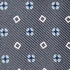 Dark Grey Silk Bowtie To Self-Tie - Small Flower Pattern