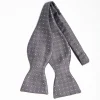 Dark Grey Silk Bowtie To Self-Tie - Small Flower Pattern