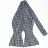Dark Grey Silk Bowtie To Self-Tie - Small Flower Pattern