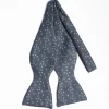 Dark Grey Silk Bowtie To Self-Tie - Small Flower Pattern