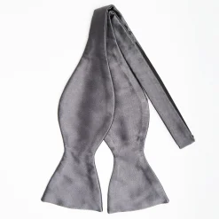 Dark Grey Silk Satin Bowtie To Self-Tie - Solid Color