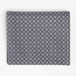 Dark Grey Small Wallet In Silk And Leather
