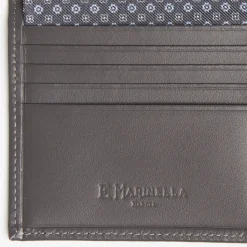 Dark Grey Small Wallet In Silk And Leather