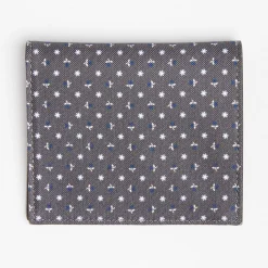 Dark Grey Small Wallet In Silk And Leather