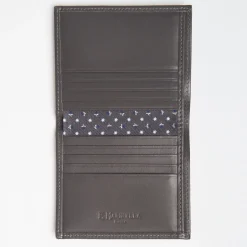 Dark Grey Small Wallet In Silk And Leather