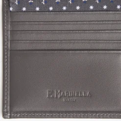 Dark Grey Small Wallet In Silk And Leather