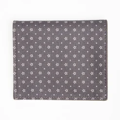 Dark Grey Small Wallet In Silk And Leather