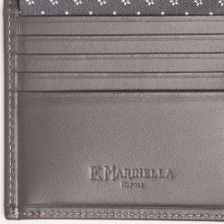 Dark Grey Small Wallet In Silk And Leather