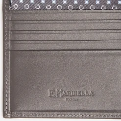 Dark Grey Small Wallet In Silk And Leather