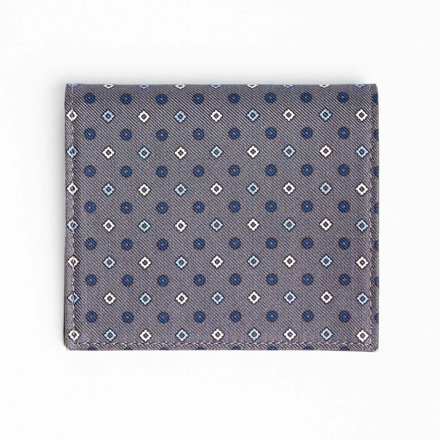 Dark Grey Small Wallet In Silk And Leather