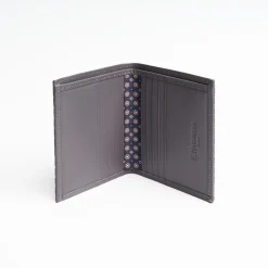 Dark Grey Small Wallet In Silk And Leather