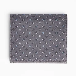 Dark Grey Small Wallet In Silk And Leather
