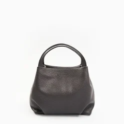 Dark Grey Textured Leather Soft Mini Bag