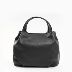 Dark Grey Textured Leather Soft Bag