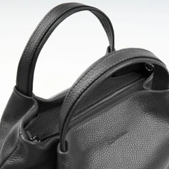 Dark Grey Textured Leather Soft Bag