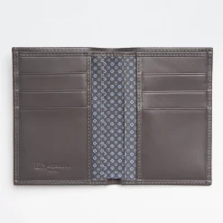 Dark Grey Vertical Wallet In Silk And Leather