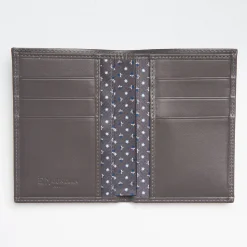 Dark Grey Vertical Wallet In Silk And Leather