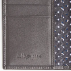 Dark Grey Vertical Wallet In Silk And Leather
