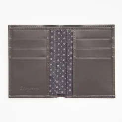Dark Grey Vertical Wallet In Silk And Leather