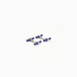 Double Bar Cufflinks With Lapis In Silver