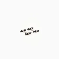 Double Bar Cufflinks With Onyx In Silver