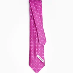 Fuchsia 7 Fold Sartorial Silk Tie - Small Flower Pattern