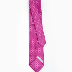 Fuchsia 5 Fold Sartorial Silk Tie - Small Flower Pattern