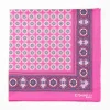 Fuchsia Hand-Printed Silk Pocket Square Large Flower Pattern