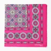 Fuchsia Hand-Printed Silk Pocket Square - Large Flower Pattern
