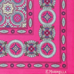 Fuchsia Hand-Printed Silk Pocket Square - Large Flower Pattern