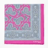 Fuchsia Hand-Printed Silk Pocket Square - Paisley Pattern