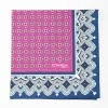 Fuchsia Hand-Printed Silk Pocket Square Large Flower Pattern