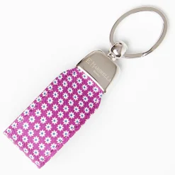 Fuchsia Keyfob In Silk And Leather