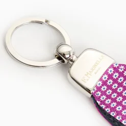 Fuchsia Keyfob In Silk And Leather