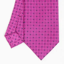 Fuchsia Sartorial Classic Silk Tie - Small Flower Pattern