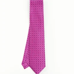 Fuchsia Sartorial Classic Silk Tie - Small Flower Pattern