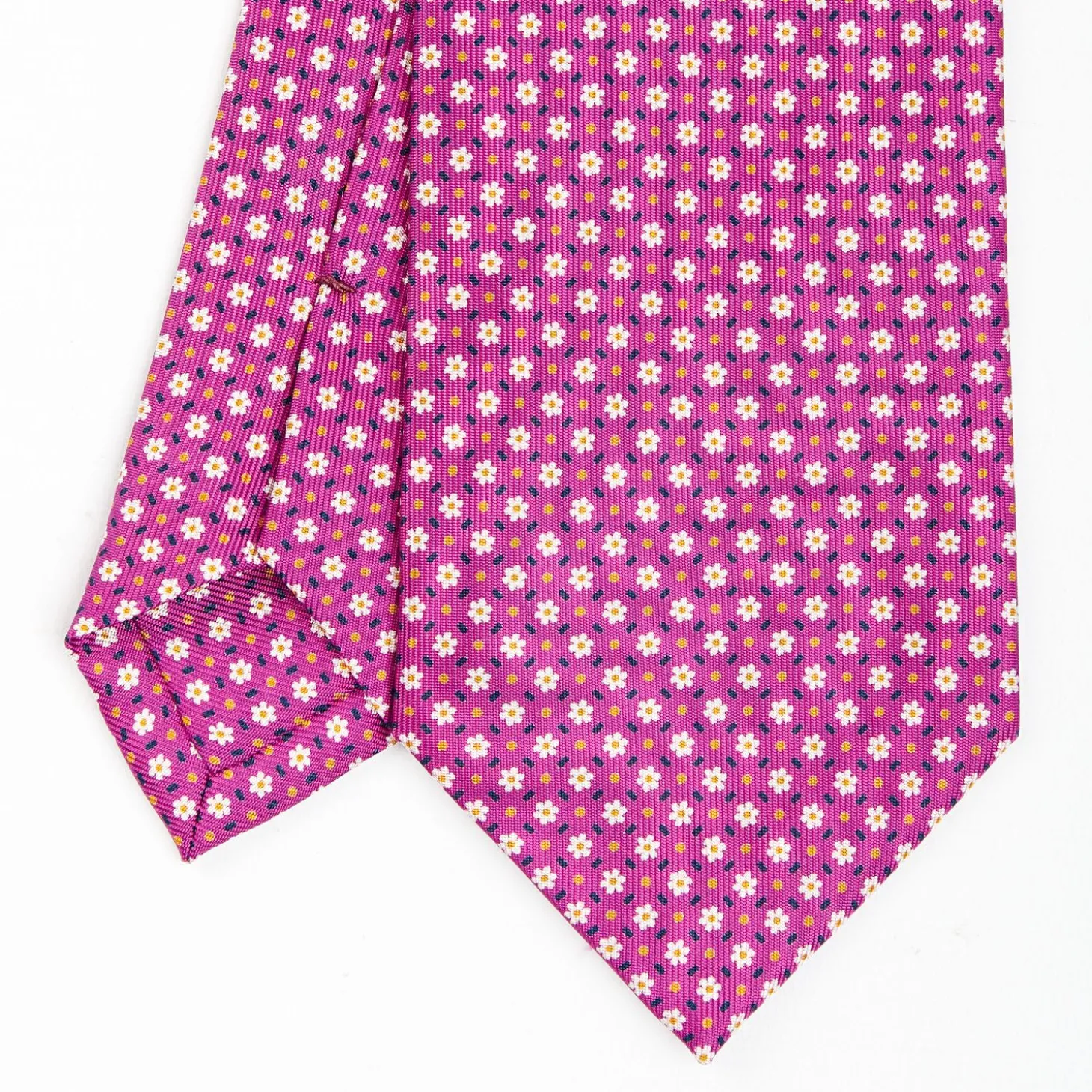 Fuchsia Sartorial Classic Silk Tie - Small Flower Pattern