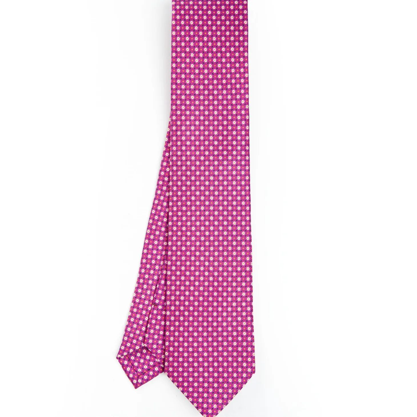 Fuchsia Sartorial Classic Silk Tie - Small Flower Pattern