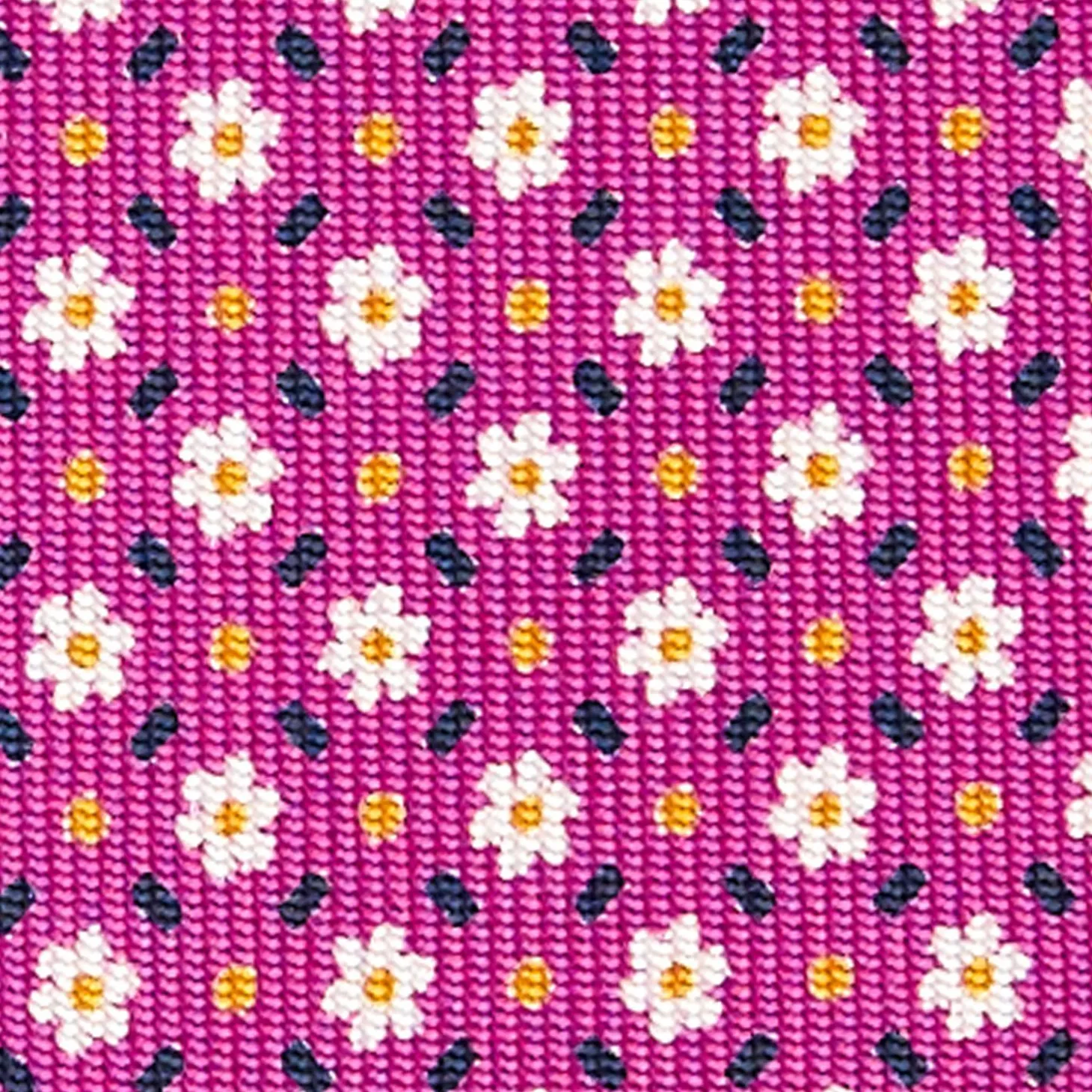 Fuchsia Sartorial Classic Silk Tie - Small Flower Pattern