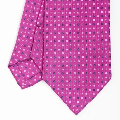 Fuchsia Sartorial Classic Silk Tie - Small Flower Pattern