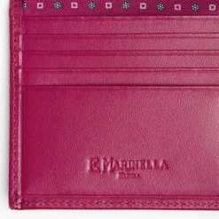 Fuchsia Small Wallet In Silk And Leather