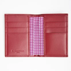 Fuchsia Vertical Wallet In Silk And Leather