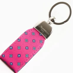 Fucsia Keyfob In Silk And Leather