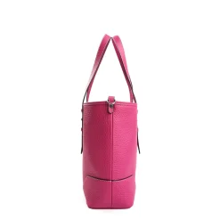 Fucsia Textured Leather Midi Tote Bag