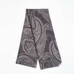 Gray Wool Stole - Paisley Pattern
