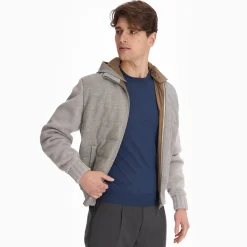 Gray Wool Tricot Knitted Bomber Jacket