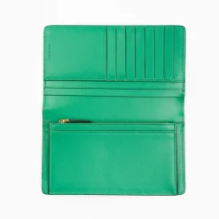 Green Big Wallet In Soft Leather