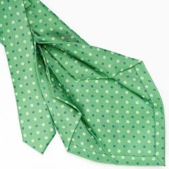 Green 5 Fold Sartorial Silk Tie - Small Flower Pattern